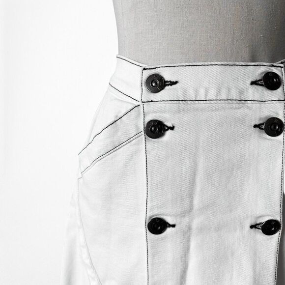 Jason Wu White Button Front Detail A-Line Denim High Waisted Maxi Skirt Size XS - Picture 6 of 6